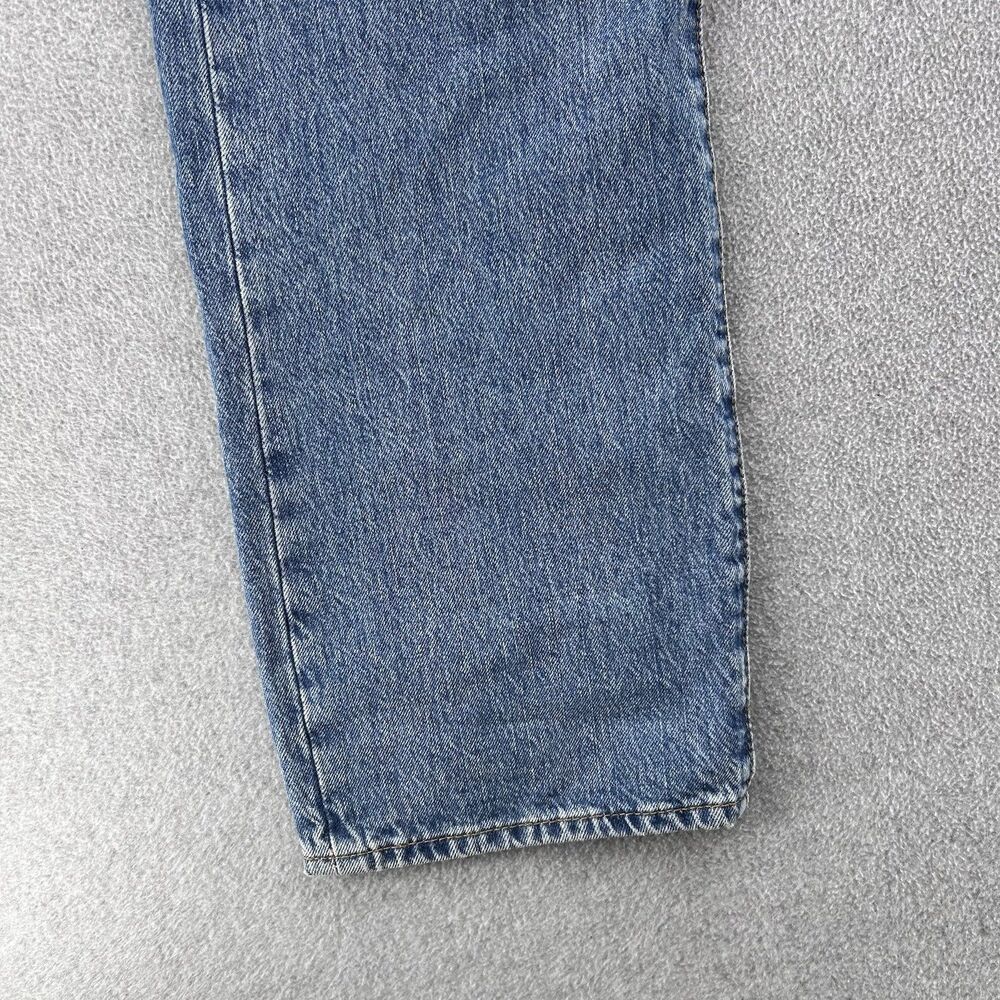 Levis 501 Original Button Fly Jeans Men 36x32 Straight Leg Blue Denim Irregular - Picture 6 of 16